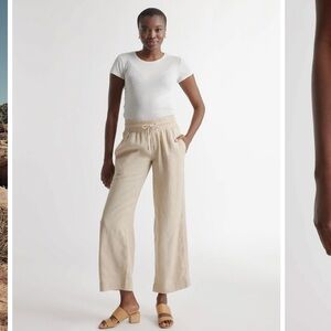 Quince linen pants drawstring wide leg M